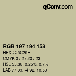 Color code: RGB 197 194 158 | qconv.com
