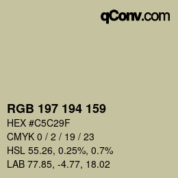 カラーコード: RGB 197 194 159 | qconv.com