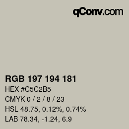 Color code: RGB 197 194 181 | qconv.com