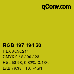 カラーコード: RGB 197 194 20 | qconv.com