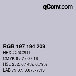 カラーコード: RGB 197 194 209 | qconv.com
