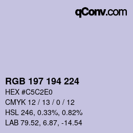 Farbcode: RGB 197 194 224 | qconv.com