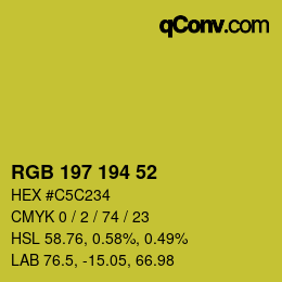 颜色代码: RGB 197 194 52 | qconv.com
