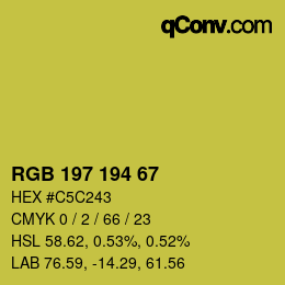 カラーコード: RGB 197 194 67 | qconv.com