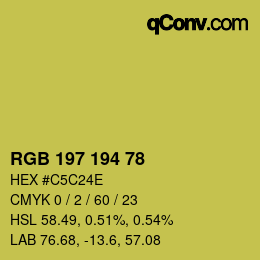 Color code: RGB 197 194 78 | qconv.com