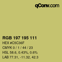 Color code: RGB 197 195 111 | qconv.com