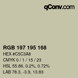 Color code: RGB 197 195 168 | qconv.com