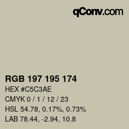 Color code: RGB 197 195 174 | qconv.com