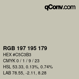 颜色代码: RGB 197 195 179 | qconv.com