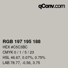 Color code: RGB 197 195 188 | qconv.com