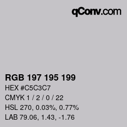 Color code: RGB 197 195 199 | qconv.com
