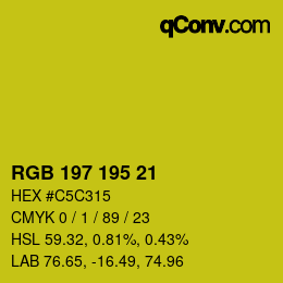Color code: RGB 197 195 21 | qconv.com