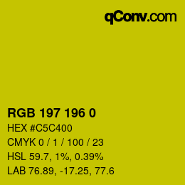 Color code: RGB 197 196 0 | qconv.com