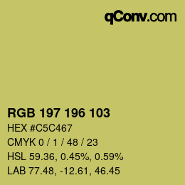 Color code: RGB 197 196 103 | qconv.com