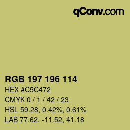Color code: RGB 197 196 114 | qconv.com