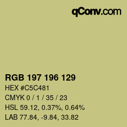 Color code: RGB 197 196 129 | qconv.com