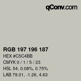 Color code: RGB 197 196 187 | qconv.com