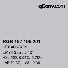 Color code: RGB 197 196 201 | qconv.com