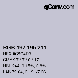 Color code: RGB 197 196 211 | qconv.com