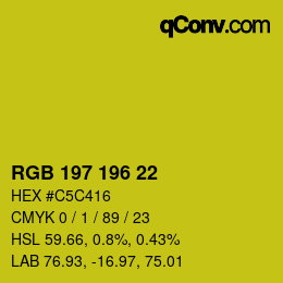 Color code: RGB 197 196 22 | qconv.com