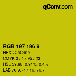 Color code: RGB 197 196 9 | qconv.com
