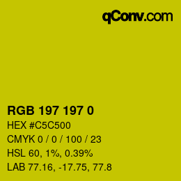 Color code: RGB 197 197 0 | qconv.com