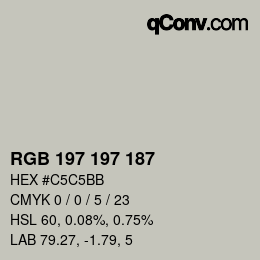 Color code: RGB 197 197 187 | qconv.com
