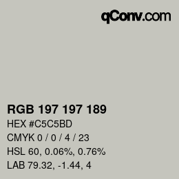 カラーコード: RGB 197 197 189 | qconv.com