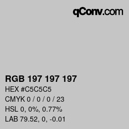 Color code: RGB 197 197 197 | qconv.com