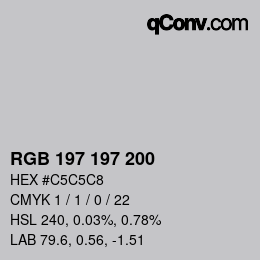 カラーコード: RGB 197 197 200 | qconv.com