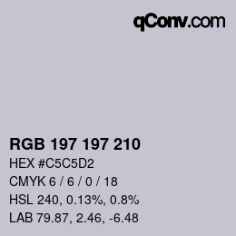 Color code: RGB 197 197 210 | qconv.com