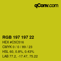Color code: RGB 197 197 22 | qconv.com