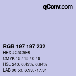 カラーコード: RGB 197 197 232 | qconv.com