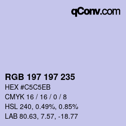 Color code: RGB 197 197 235 | qconv.com