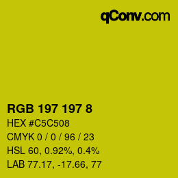 Color code: RGB 197 197 8 | qconv.com