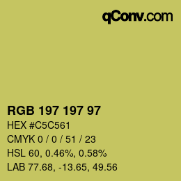 Color code: RGB 197 197 97 | qconv.com