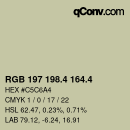 カラーコード: RGB 197 198.4 164.4 | qconv.com