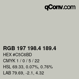 カラーコード: RGB 197 198.4 189.4 | qconv.com