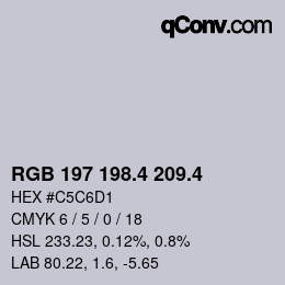 カラーコード: RGB 197 198.4 209.4 | qconv.com