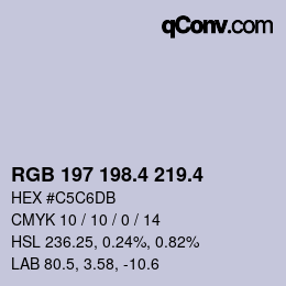 カラーコード: RGB 197 198.4 219.4 | qconv.com