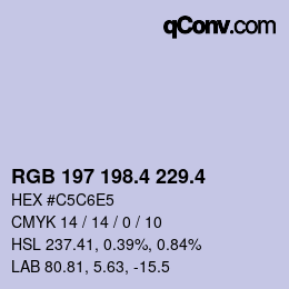 カラーコード: RGB 197 198.4 229.4 | qconv.com
