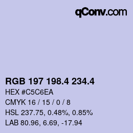 カラーコード: RGB 197 198.4 234.4 | qconv.com