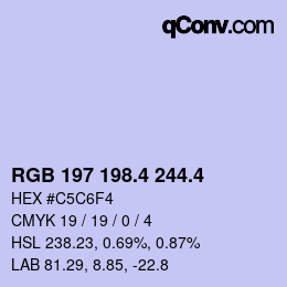 カラーコード: RGB 197 198.4 244.4 | qconv.com