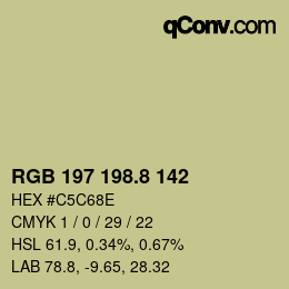 カラーコード: RGB 197 198.8 142 | qconv.com