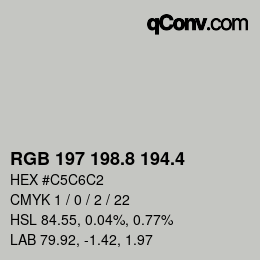 カラーコード: RGB 197 198.8 194.4 | qconv.com