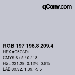 カラーコード: RGB 197 198.8 209.4 | qconv.com