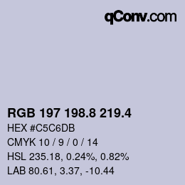 カラーコード: RGB 197 198.8 219.4 | qconv.com