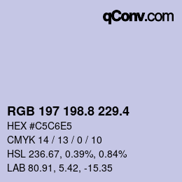 カラーコード: RGB 197 198.8 229.4 | qconv.com