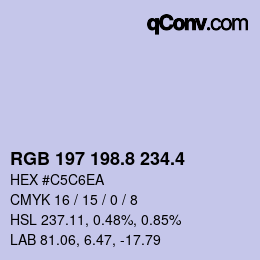 カラーコード: RGB 197 198.8 234.4 | qconv.com