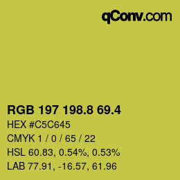 カラーコード: RGB 197 198.8 69.4 | qconv.com